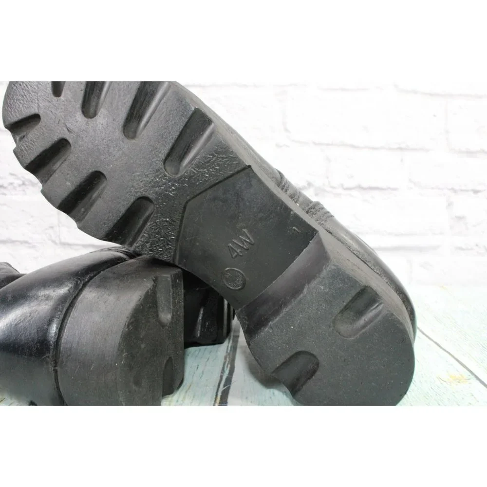 *Unbranded Black Leather Lace Up Mid Calf Work Boots Size 4 Wide - Picture 8 of 9